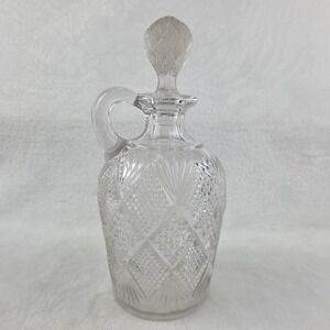 1890s Flint Glass Co. EAPG Peerless Cruet Decanter Pressed Glass "Sun Purple"‎